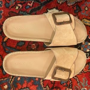 Vince “Grant” suede cappuccino slides - worn twice!